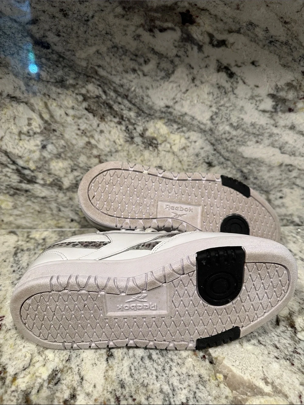 Reebok White Low-Top Sneakers with Snakeskin Trim